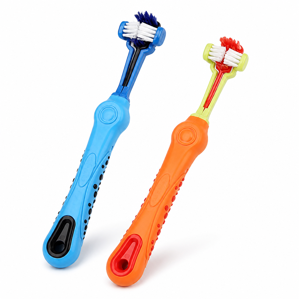 Tri-Sided Tartar-Control Pet Toothbrush (2-Piece Set)