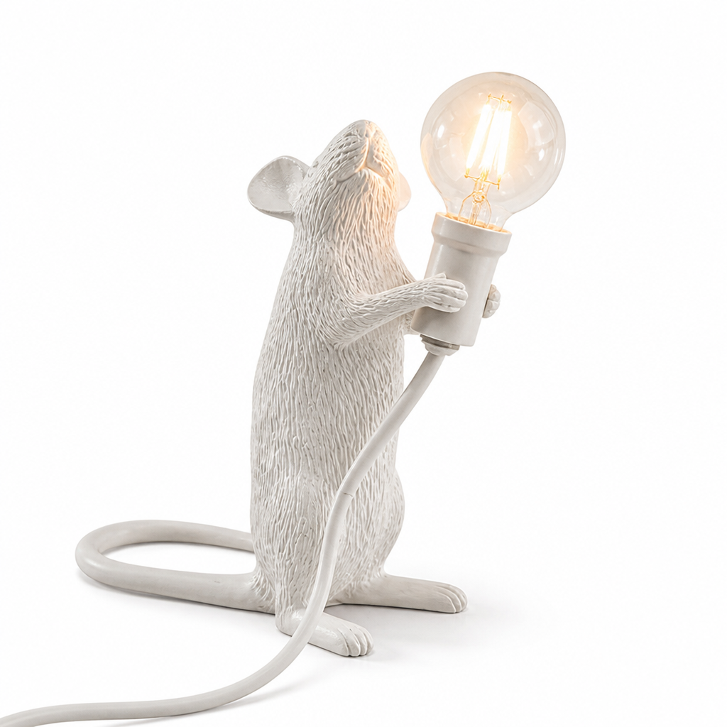 Playful Resin Warm LED Mouse Table Lamp