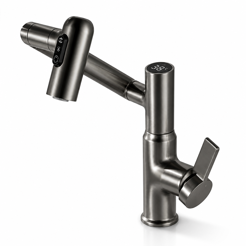 Stainless Steel 360° Swivel Temperature Display Kitchen Faucet