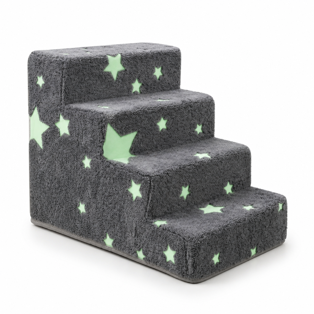 Joint-Friendly Foam Anti-Slip Glow-in-the-Dark Dog Stairs (4 Steps)