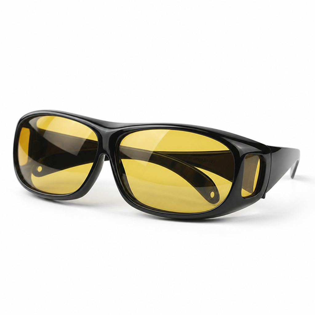 Polarized Wraparound Night Driving Glasses (Fits Over Prescription)