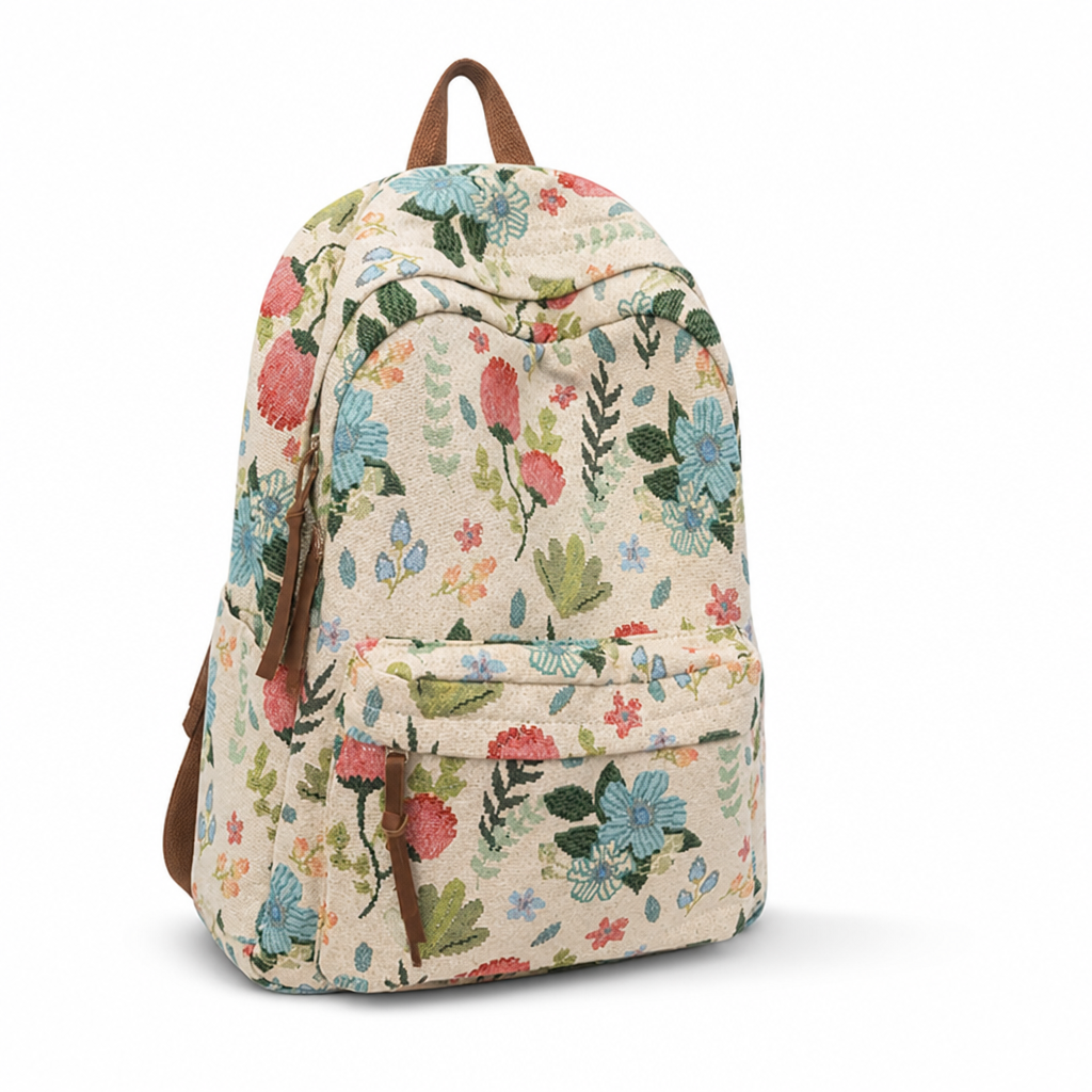 Vintage Floral Large-Capacity Backpack (School & Travel)