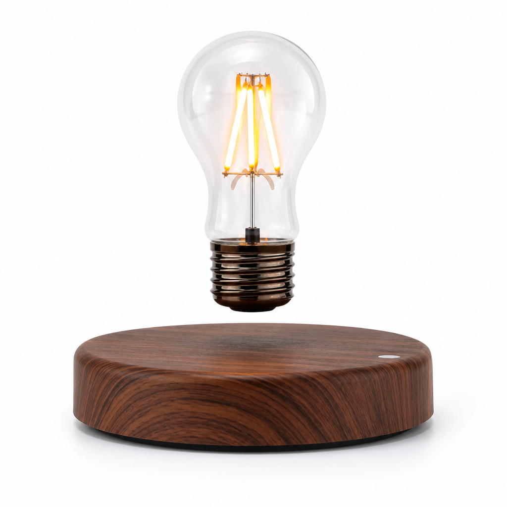 Magnetic Levitating Walnut Wood Edison-Style Table Lamp