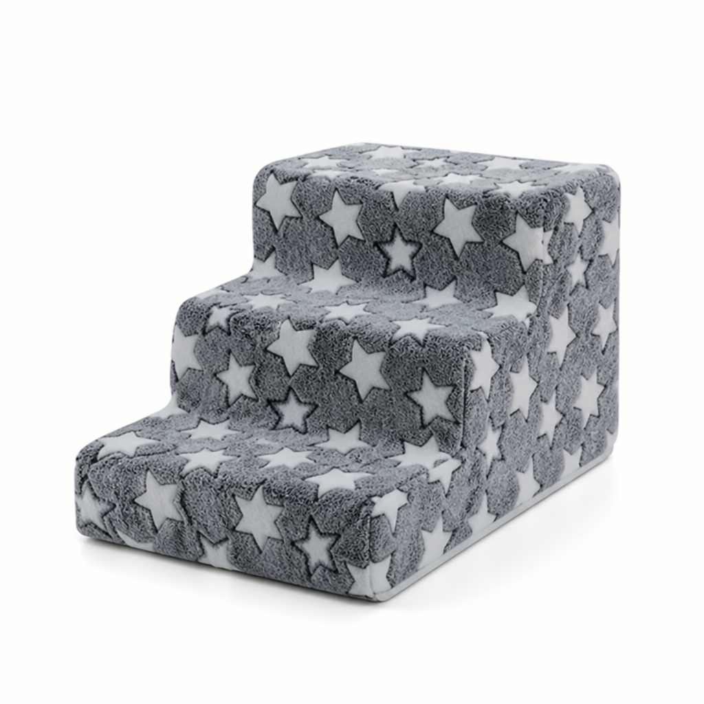 Plush-Covered Non-Slip Pet Steps (2–4 Steps)