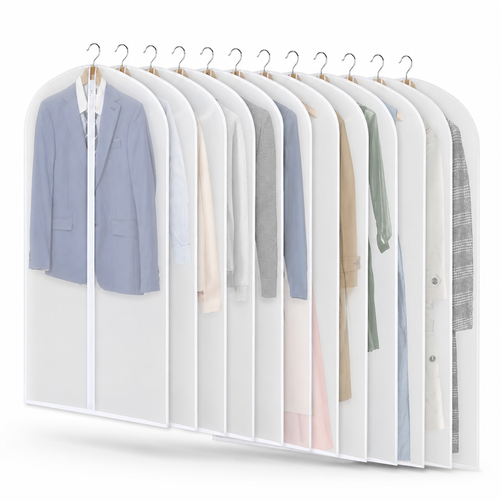 Water-Resistant PEVA Multi-Size Full-Zip Garment Bag Set (24-Pack)