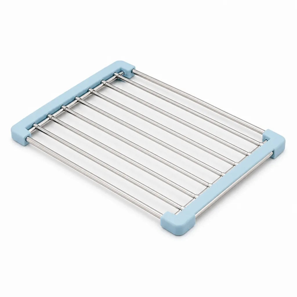 Slatted Stainless Steel Over-Sink Drying Rack (Non-Slip Rubber Corners)