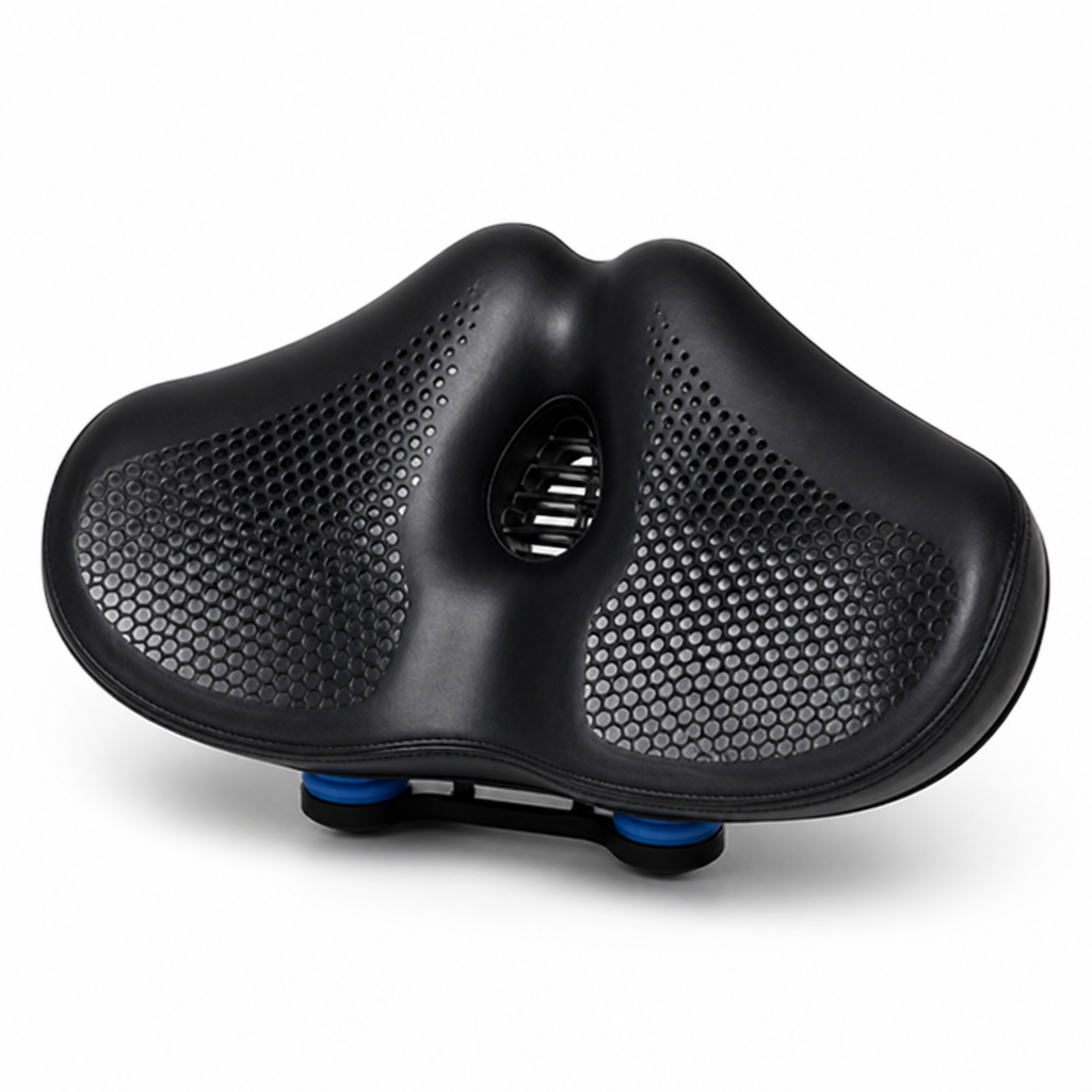 Noseless Extra-Wide Double-Spring Bike Saddle