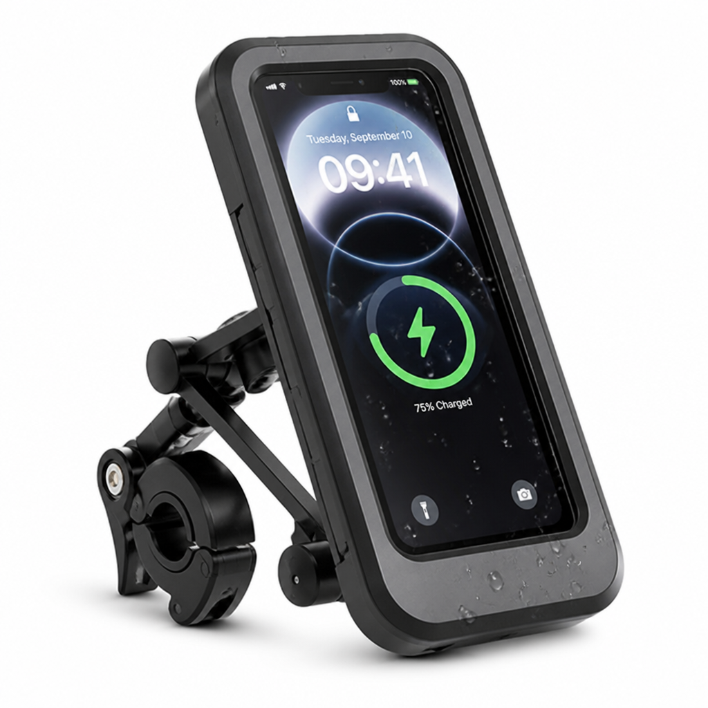 Waterproof 5000mAh Handlebar Phone Mount (15W Charging)