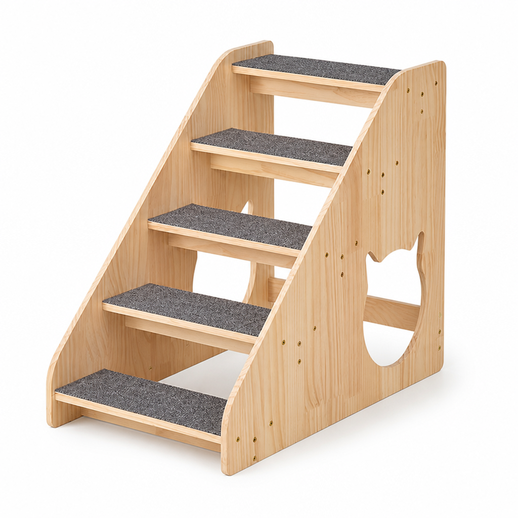Wooden Non-Slip Pet Stairs (5-Step)