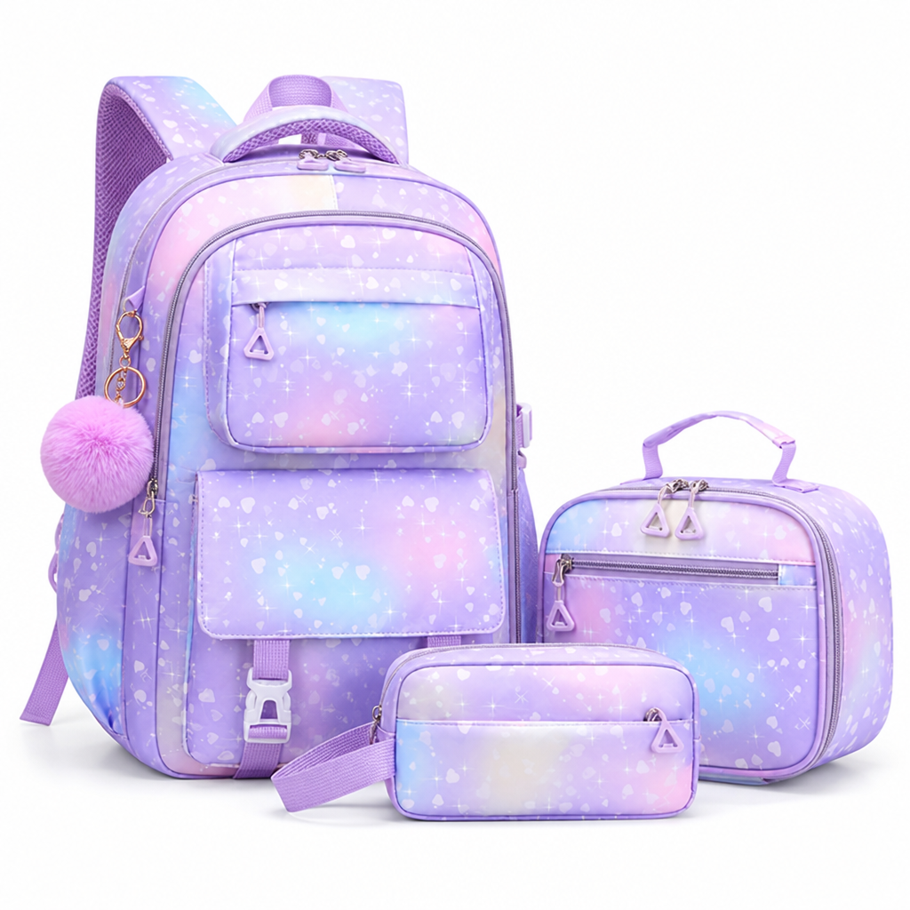 Large-Capacity Multiple-Pocket 16-Inch Backpack Set (3-Piece)