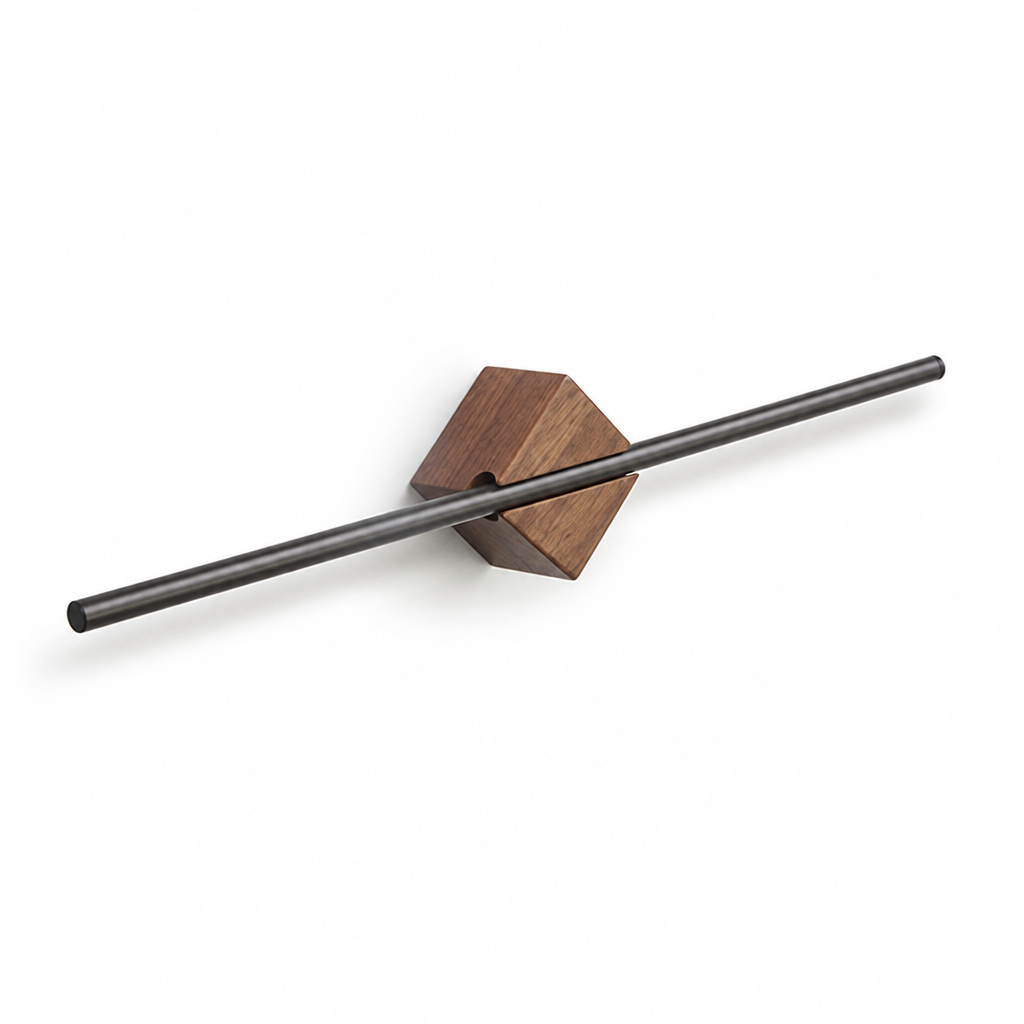 Natural Wood & Stainless Steel Towel Rack (Wall-Mount)