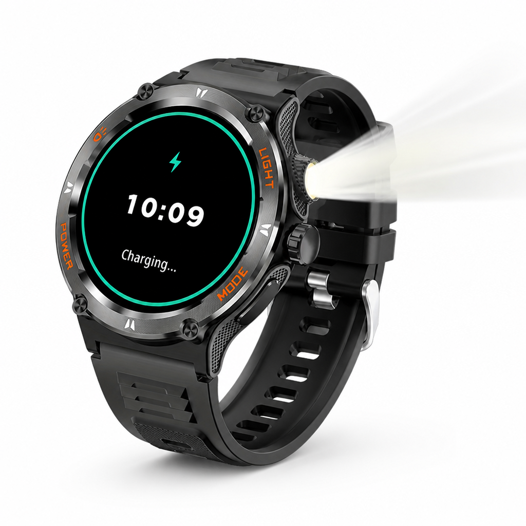 Integrated LED Flashlight & Silicone Band Smart Watch