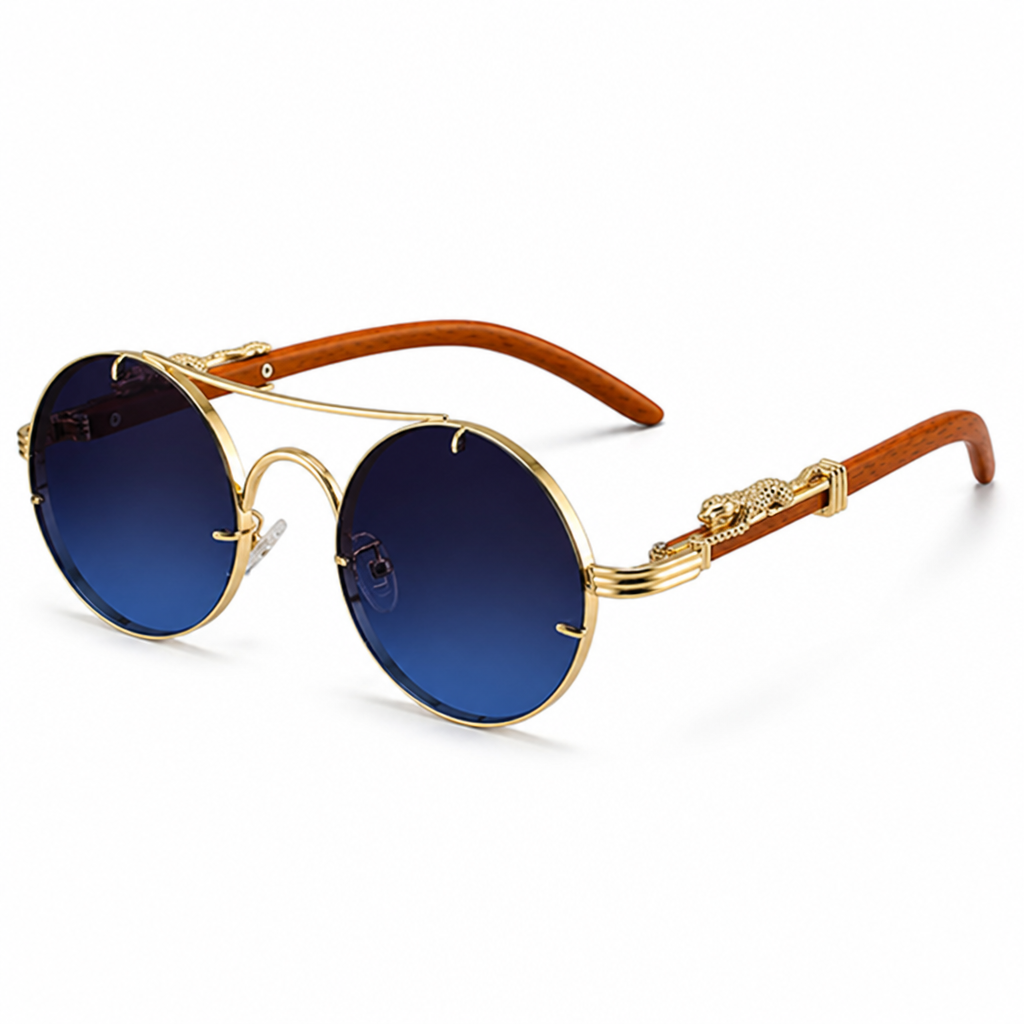 Feather-Light Metal Round Sunglasses (Animal Accent)