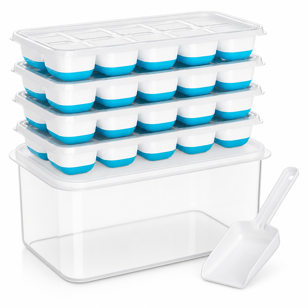 Flexible Silicone Stackable Ice Cube Trays (Set of 4)