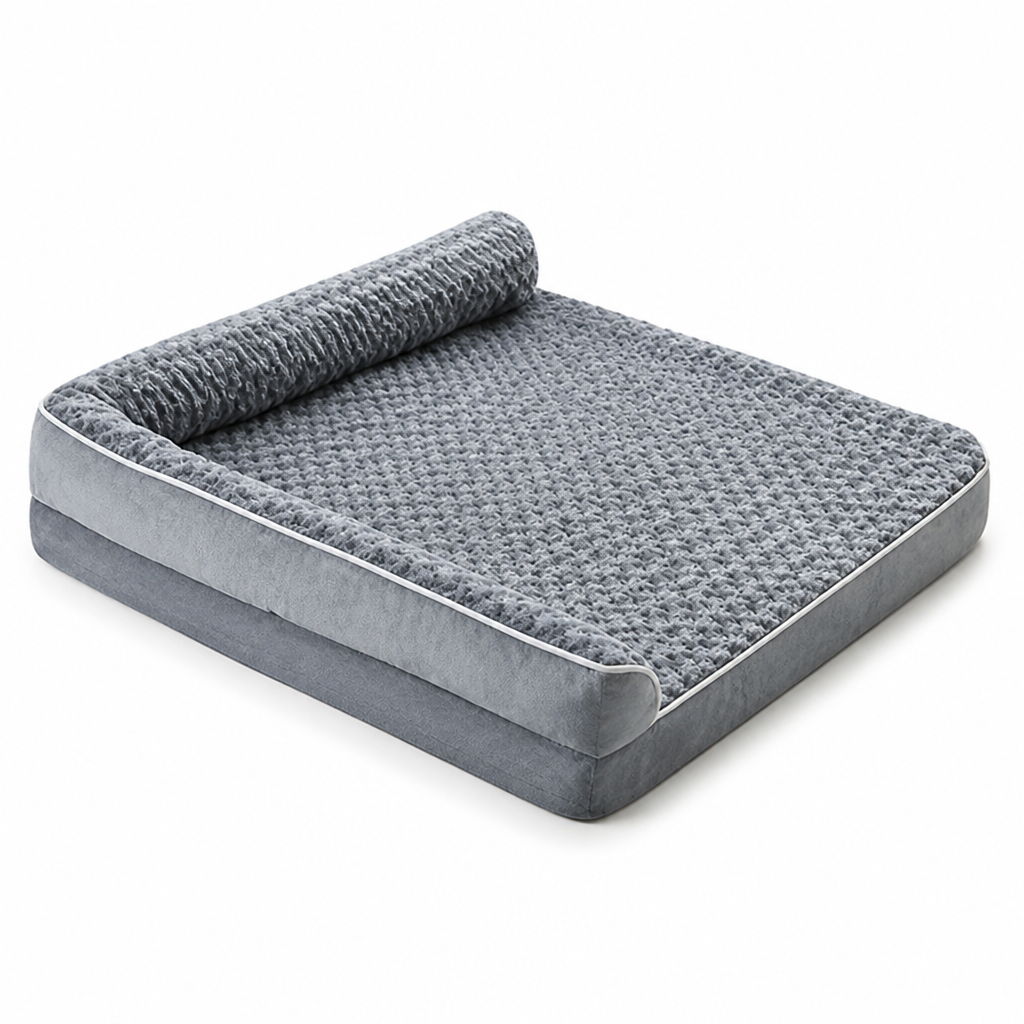 L-Shaped Orthopedic Memory Foam Dog Bed (Includes Extra Mat)