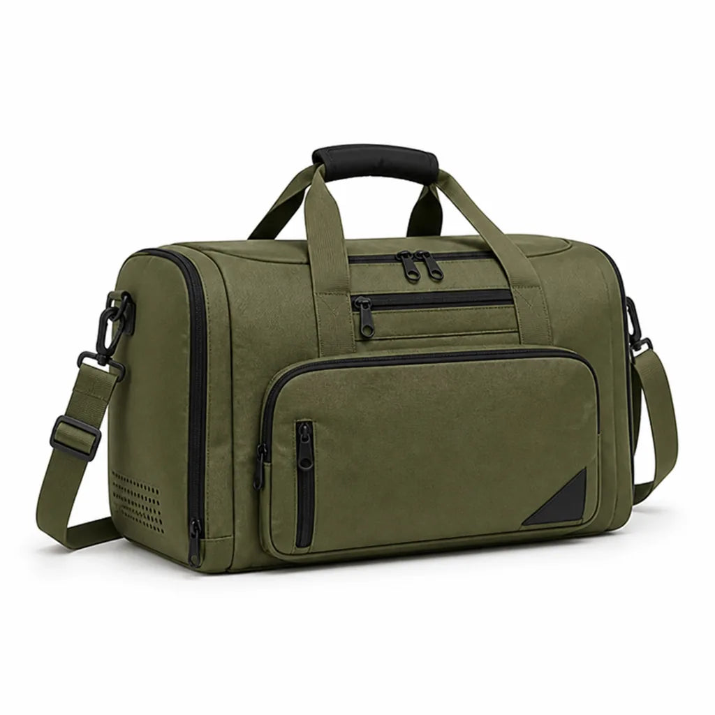 Expandable Weather-Resistant Duffel Bag With Shoe Compartment