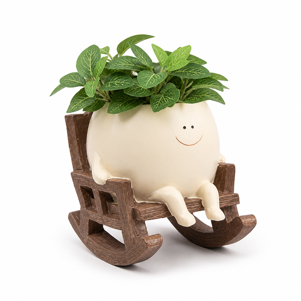 Weatherproof Resin Smiling Face Planter (Rocking Chair Design)