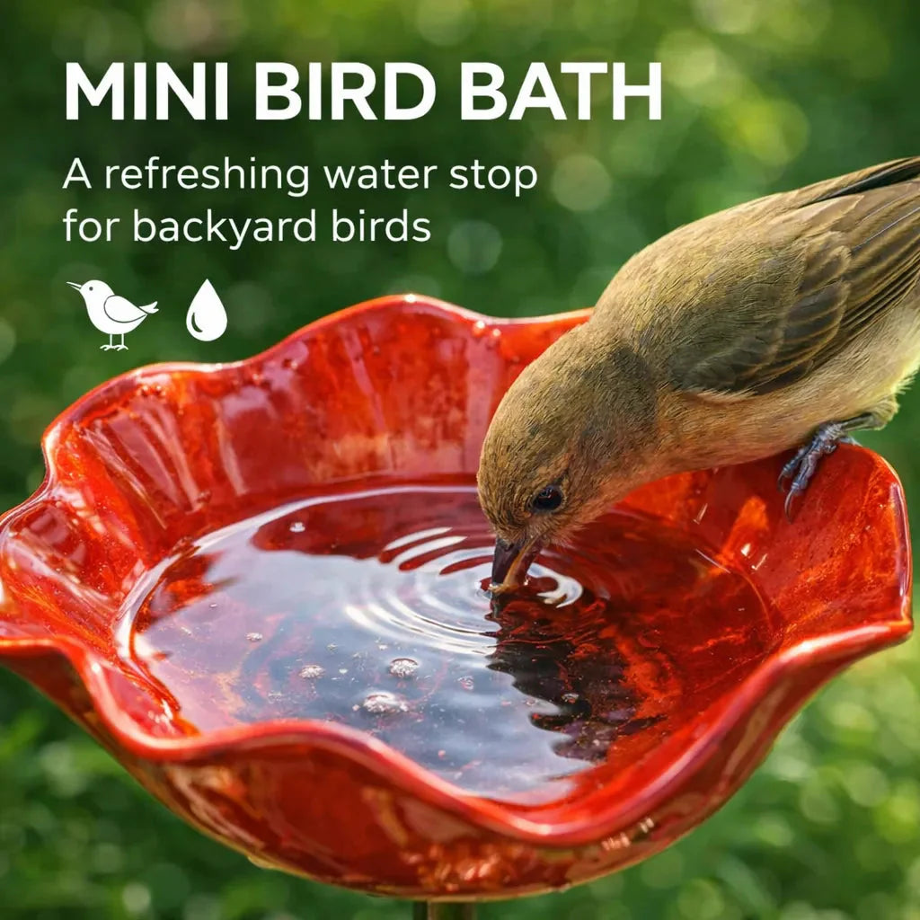 Weatherproof Metal Birdbath in Flower Design for Garden and Terrace
