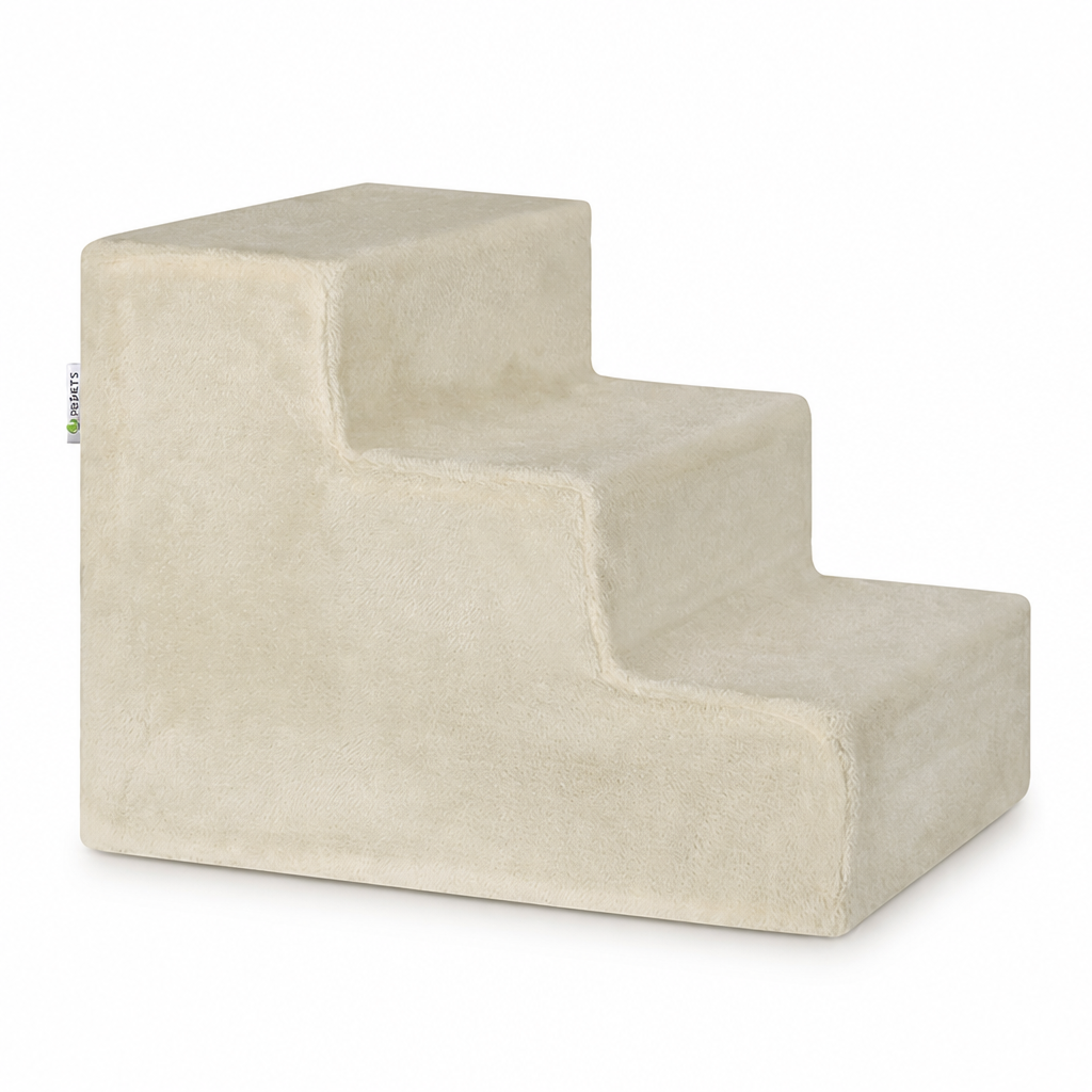 Washable Plush 3-Step Pet Stairs (For Small Dogs & Cats)