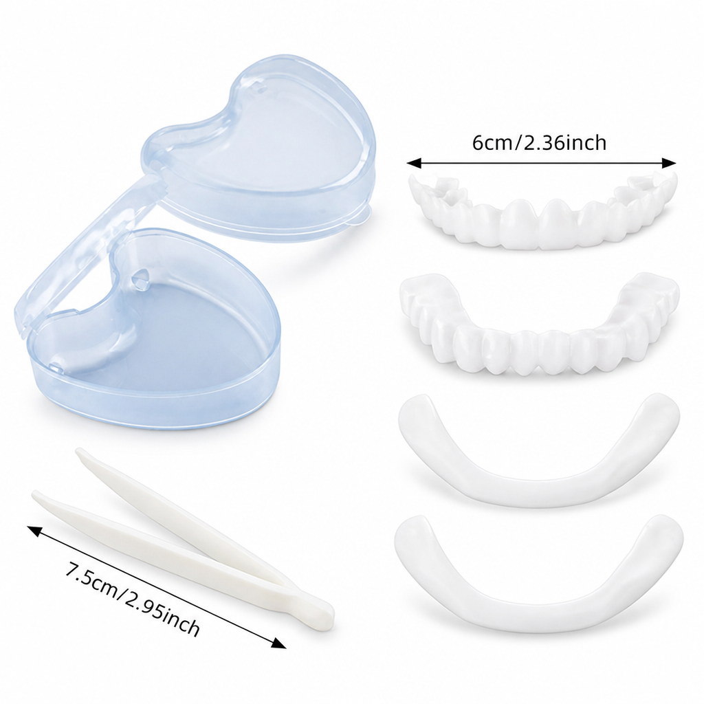 Instant Natural-Looking Unisex Temporary Dentures (Upper & Lower, 15 Sets)