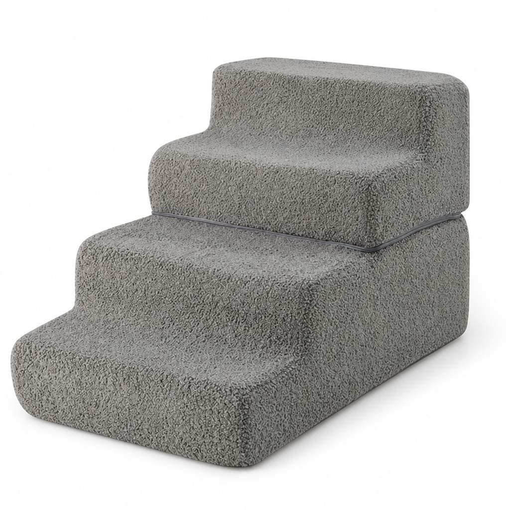 Foldable Non-Slip Foam Pet Stairs (4-Step, Washable Cover)