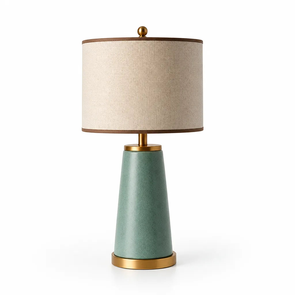 Mushroom-Shaped Glazed Ceramic Table Lamp With Golden Base
