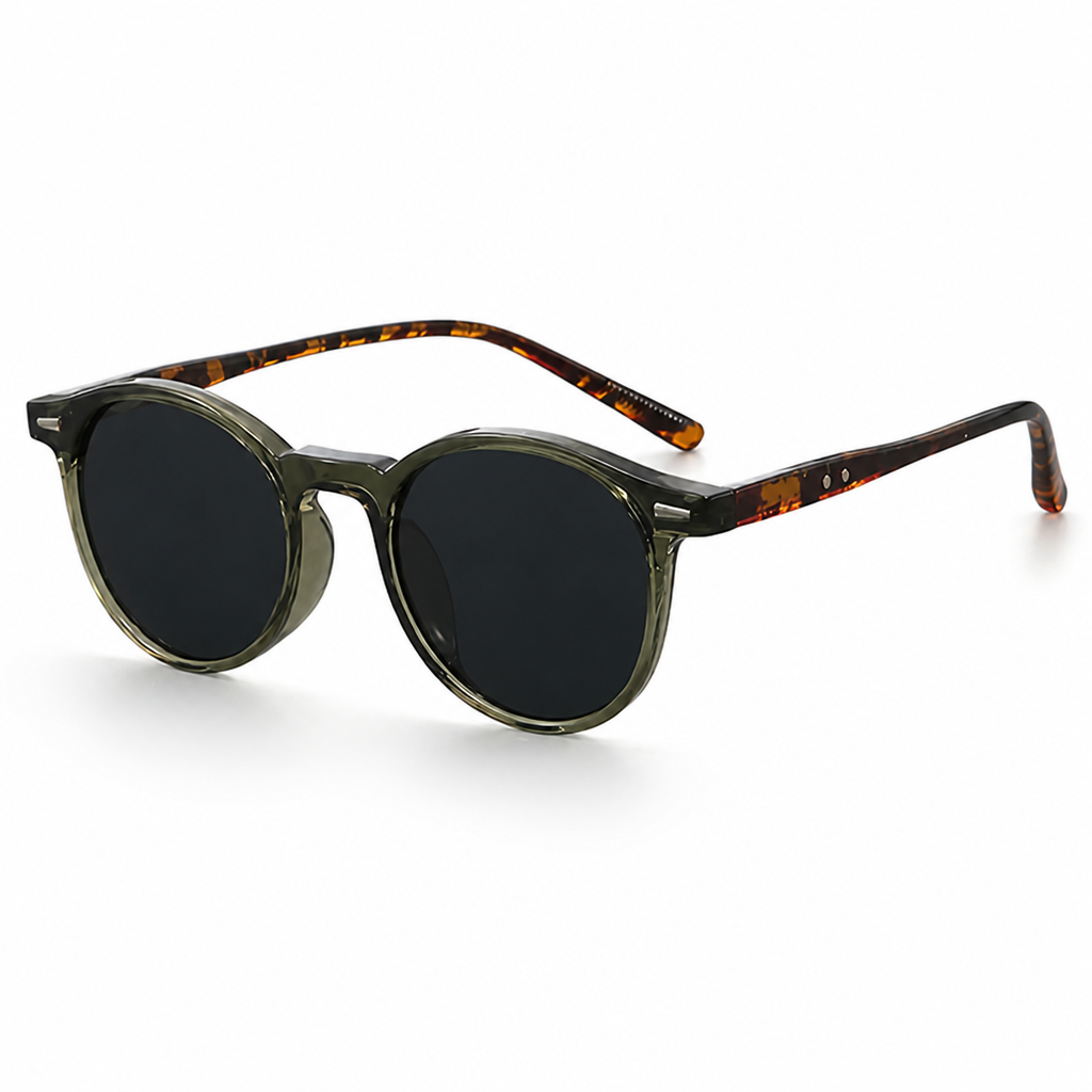 Lightweight Polycarbonate Round Tortoise Shell Sunglasses