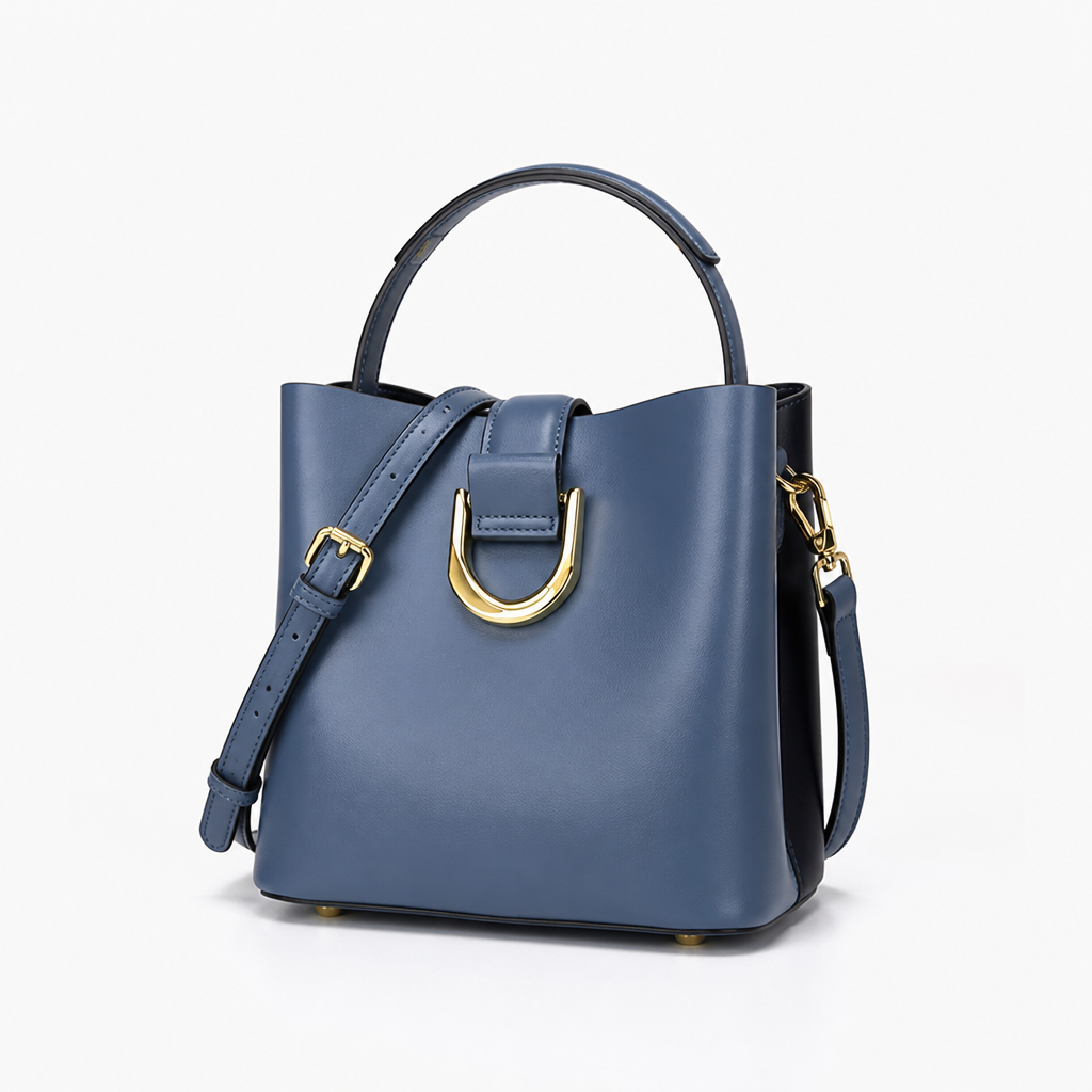 Authentic Cow Leather Convertible Bucket Bag