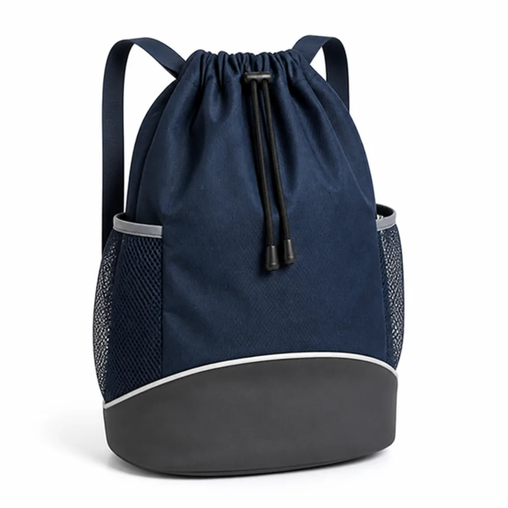 Reflective Stripes And Side Mesh Pockets Drawstring Backpack (Large Main Compartment)