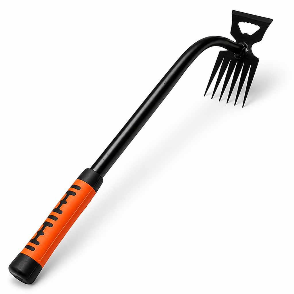 Carbon Steel Long-Handled Garden Weeder (6-Tooth)