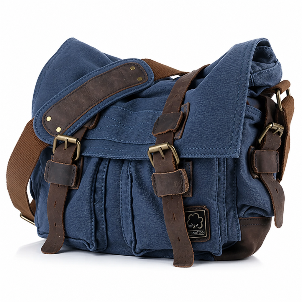Durable Canvas Multi-Compartment Crossbody Bag
