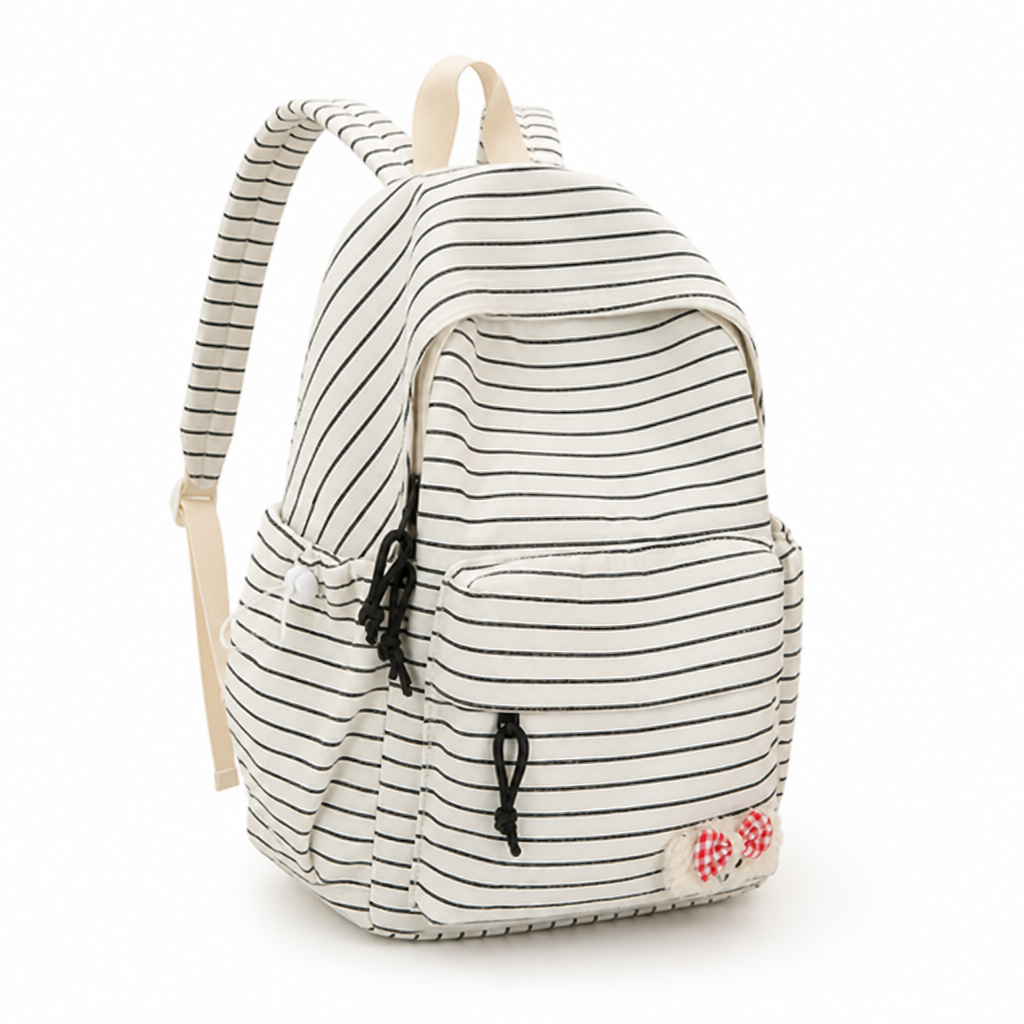 Large-Capacity Korean-Style Striped Puppy Print Backpack