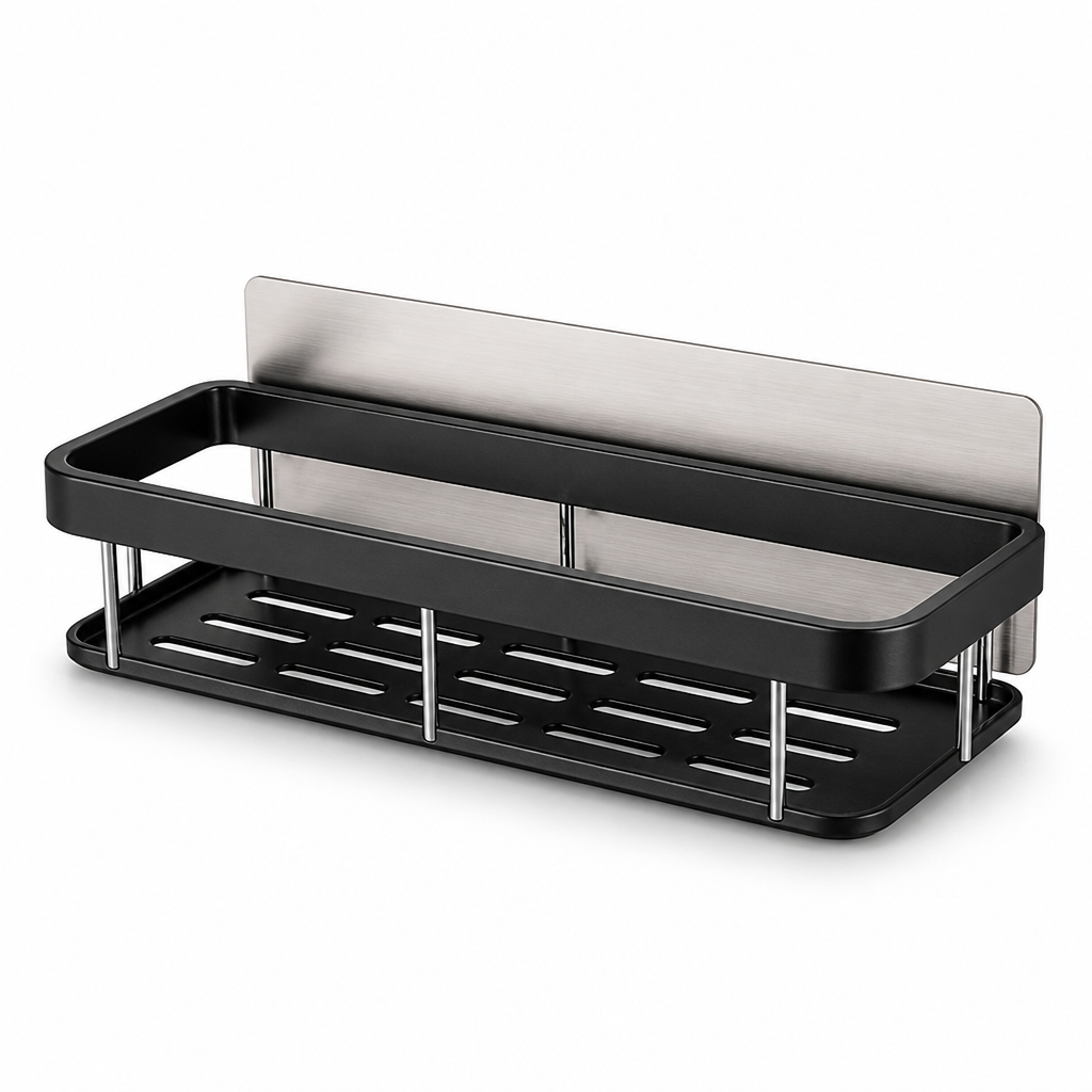 Drill-Free Self-Adhesive Stainless Steel Bathroom Shelf