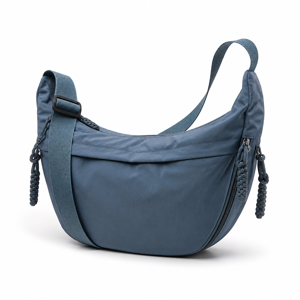 Smart-Compartment Water-Repellent Nylon Shoulder Bag