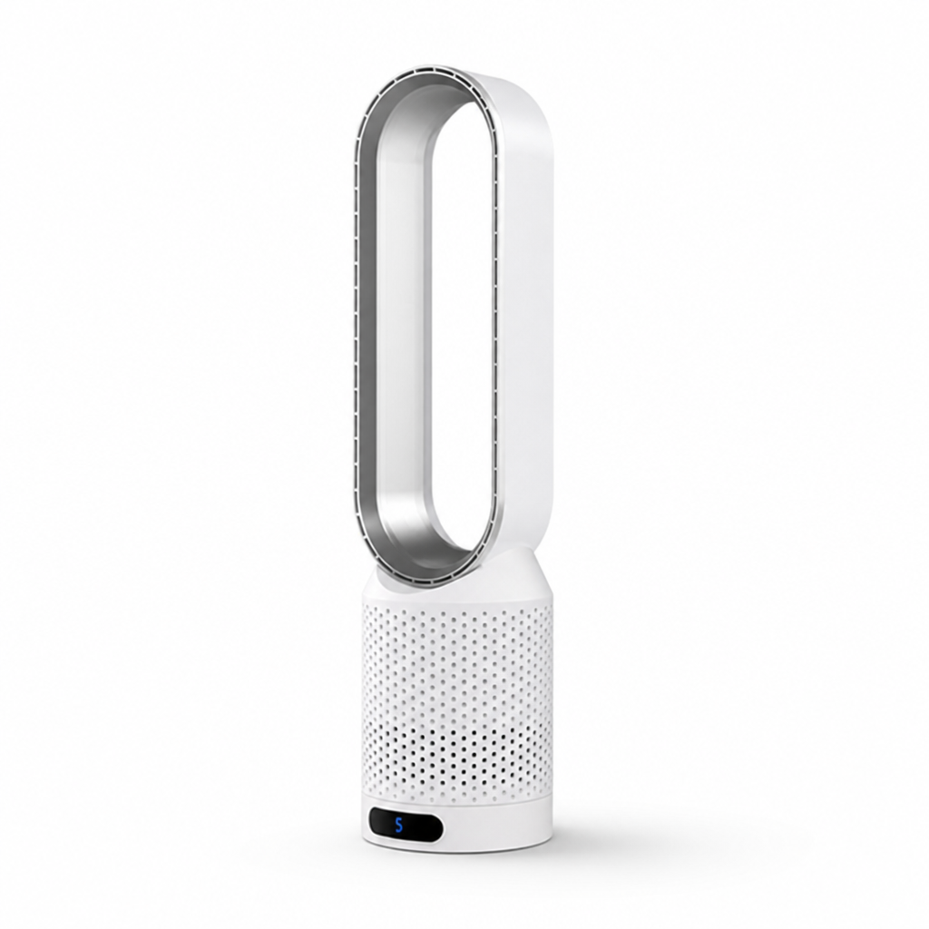 Child-Safe Bladeless Tower Fan (3-in-1 Cooler & Purifier)