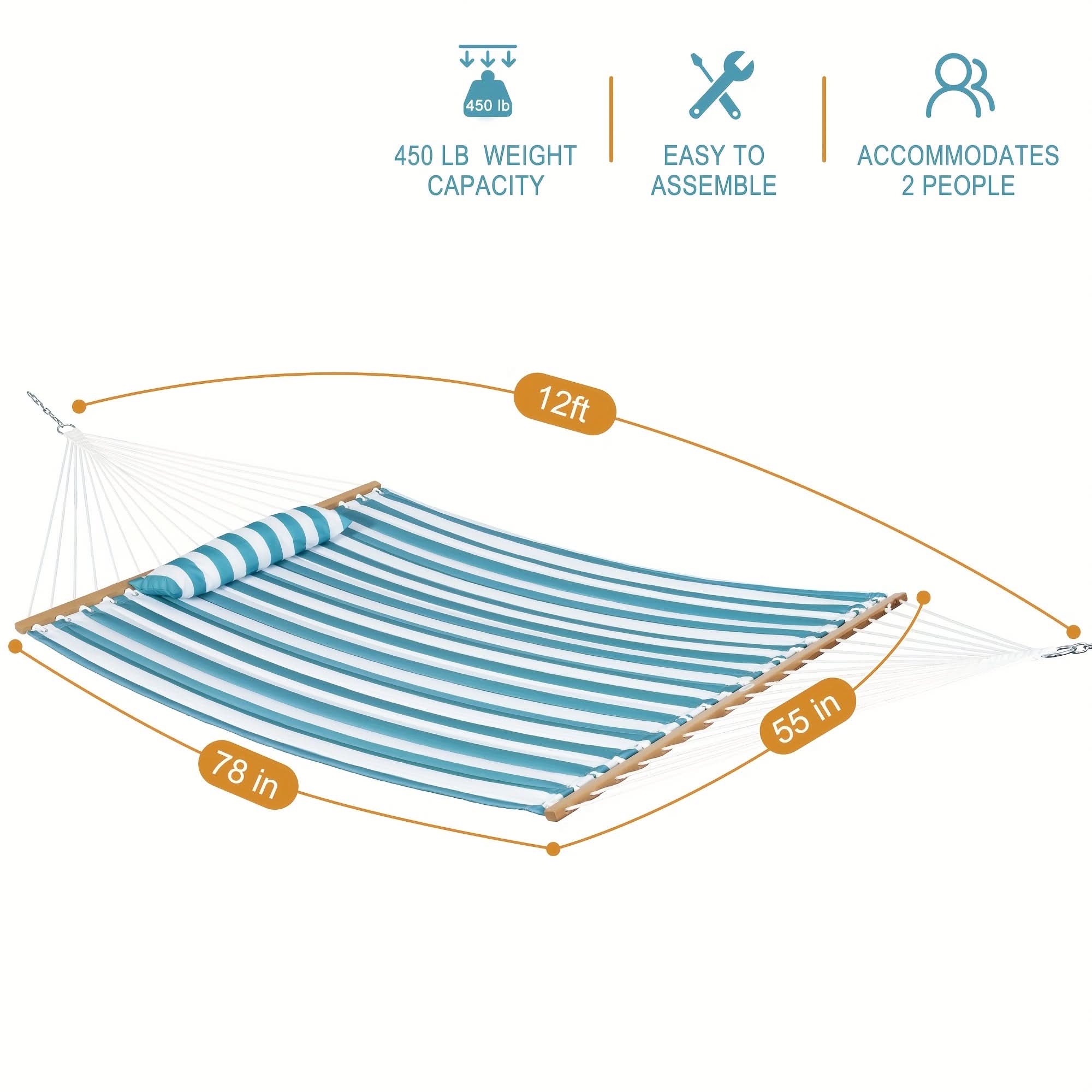 Double Layered Quilted Hammock for Patio and Poolside Relaxation