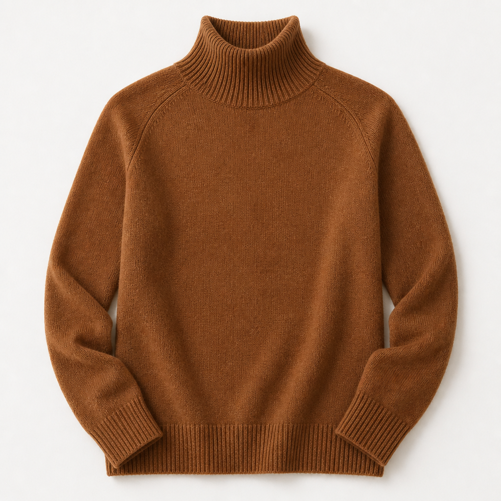ArcticSilk™ – Comfortable Relaxed-Fit Turtleneck Sweater Featuring Ribbed Edges