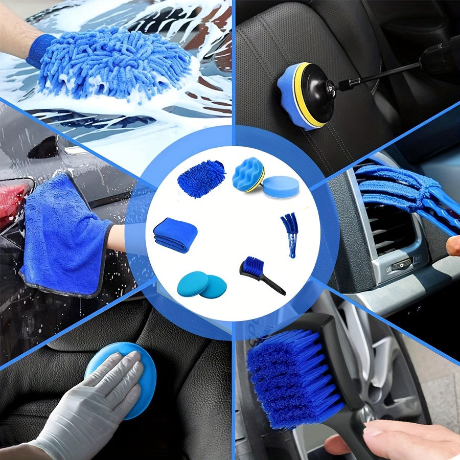 28-Piece Brush Set for Automatic Car Washing with Drill Attachments and Bag