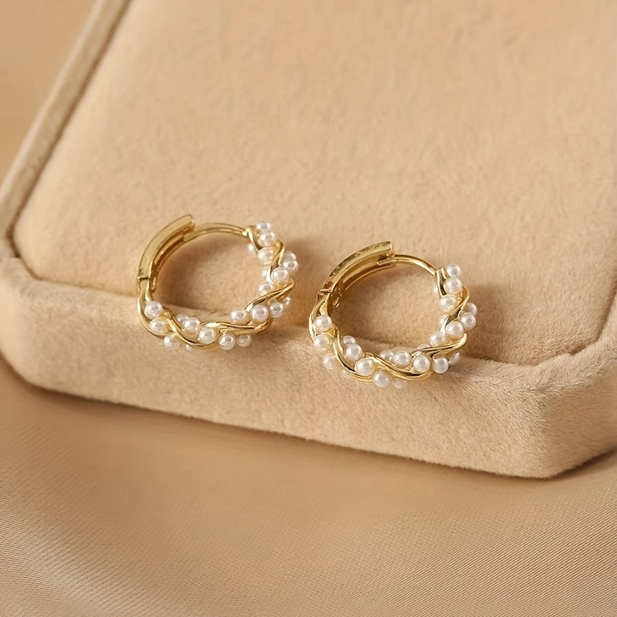 Gold Wire Pearl Hoop Earrings – Stylish Jewelry Creation