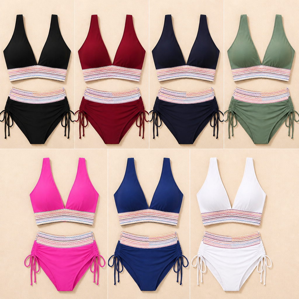 LumeaFit™ – High Waist Bikini with Tummy Control and Ruched Drawstring Sides
