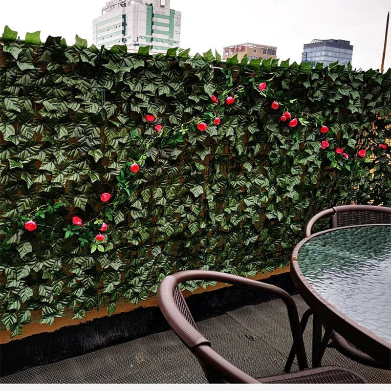 Weather-Resistant Garden Privacy Screen with Artificial Leaf Design