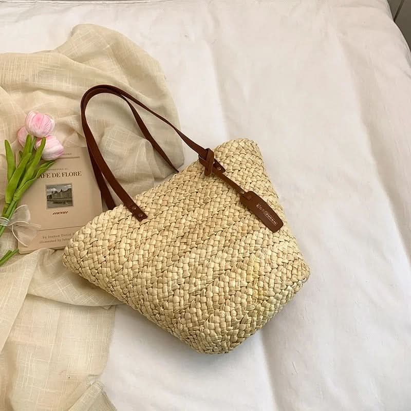 Woven Straw Tote Bag for Beach Use