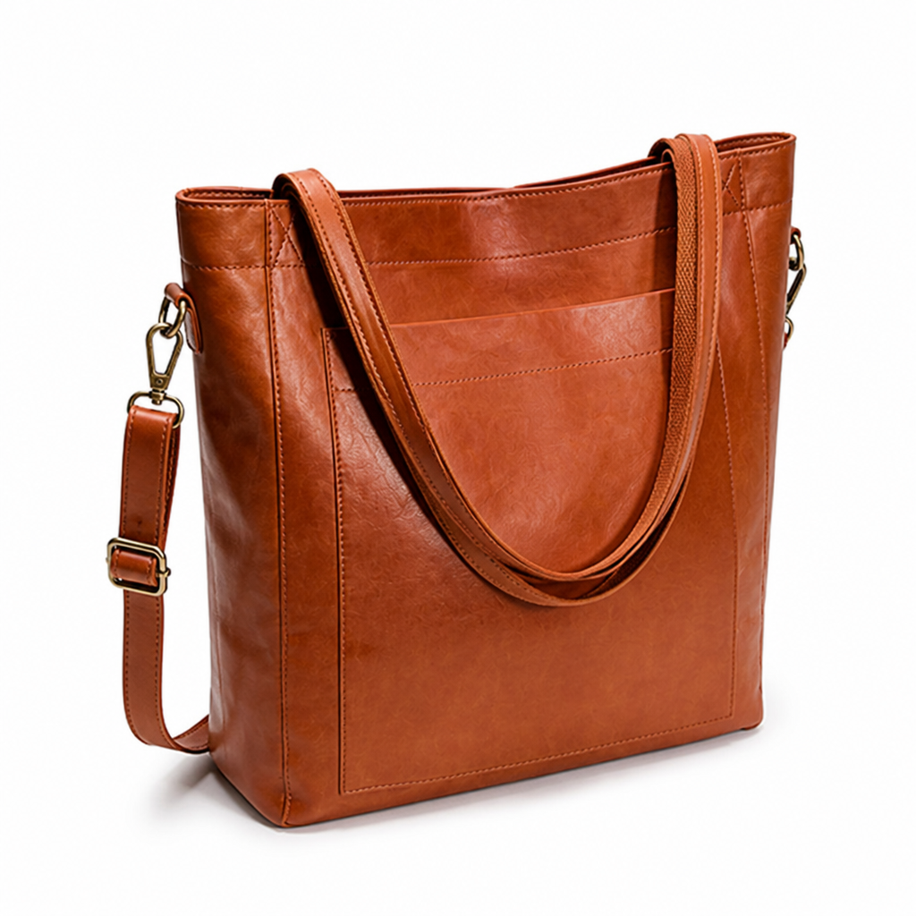 Structured Genuine Leather Tote (Detachable Strap)