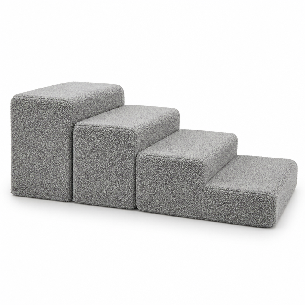Foldable Non-Slip Foam Pet Stairs (4-Step, Washable Cover)