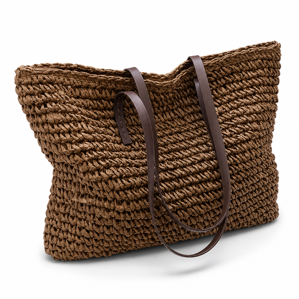 Spacious Woven Tote Bag (Magnetic Closure)