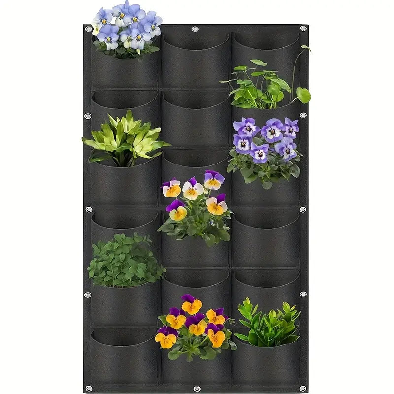 Wall-Mounted Vertical Plant Bag with 18 Pockets Made of Felt