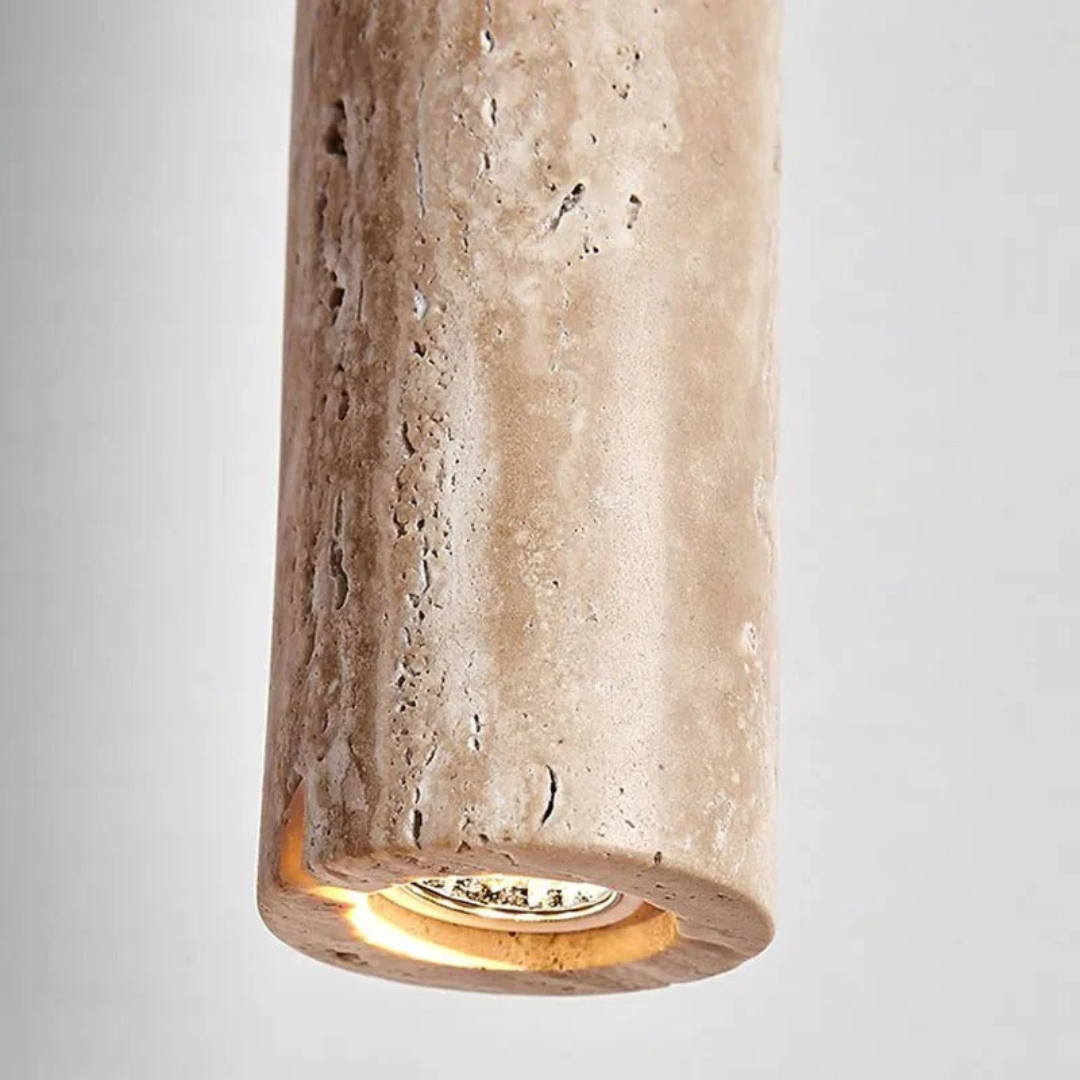 Travertine LED Hanging Light – Minimalist Wabi-Sabi Style, Warm White