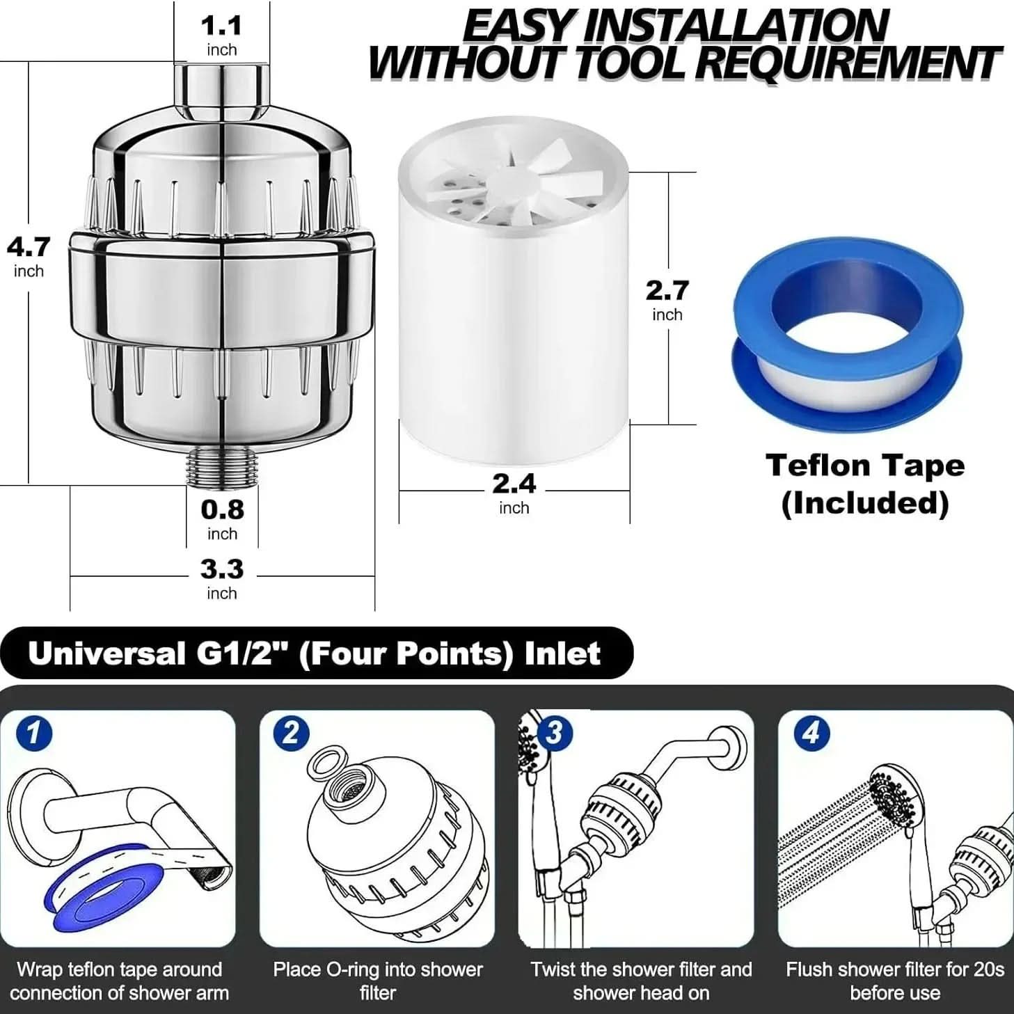 Multi-Stage Shower Water Filtration System