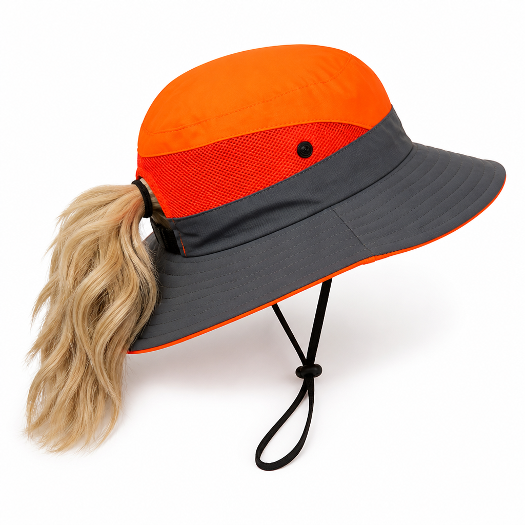 UPF 50 Breathable Foldable Sun Hat (Ponytail Hole & Chin Strap)