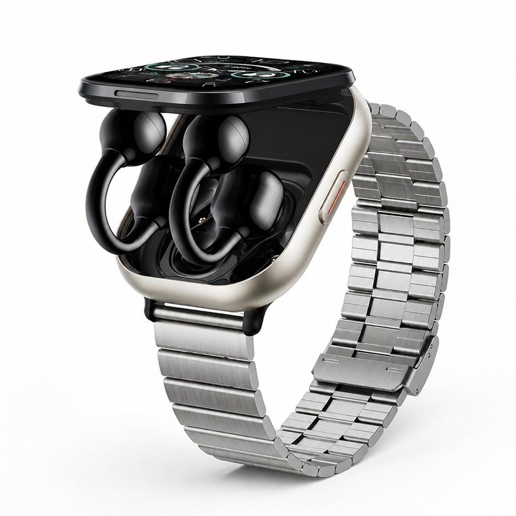 HD Touchscreen Smartwatch With Integrated Wireless Earbuds
